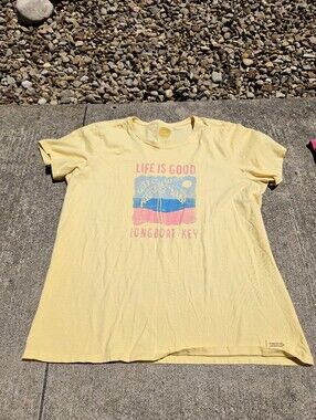 Life Is Good Yellow Longboat Key Palm Tree Graphic Tee XXL